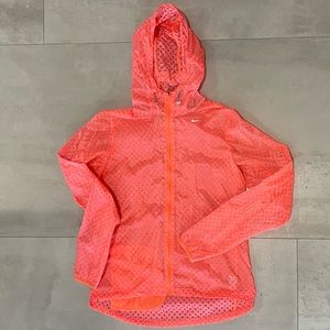 Nike cyclone transparent neon coral vapor running jacket SZ M